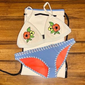 Triangl Blue Bikini Set with Flowers!